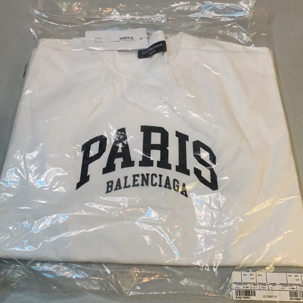 BALENCIAGA Cities Paris T-Shirt Medium Fit white / black vintage jersey SMALL - Picture 4 of 14